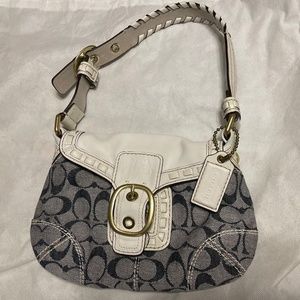 Coach leather and denim satchel